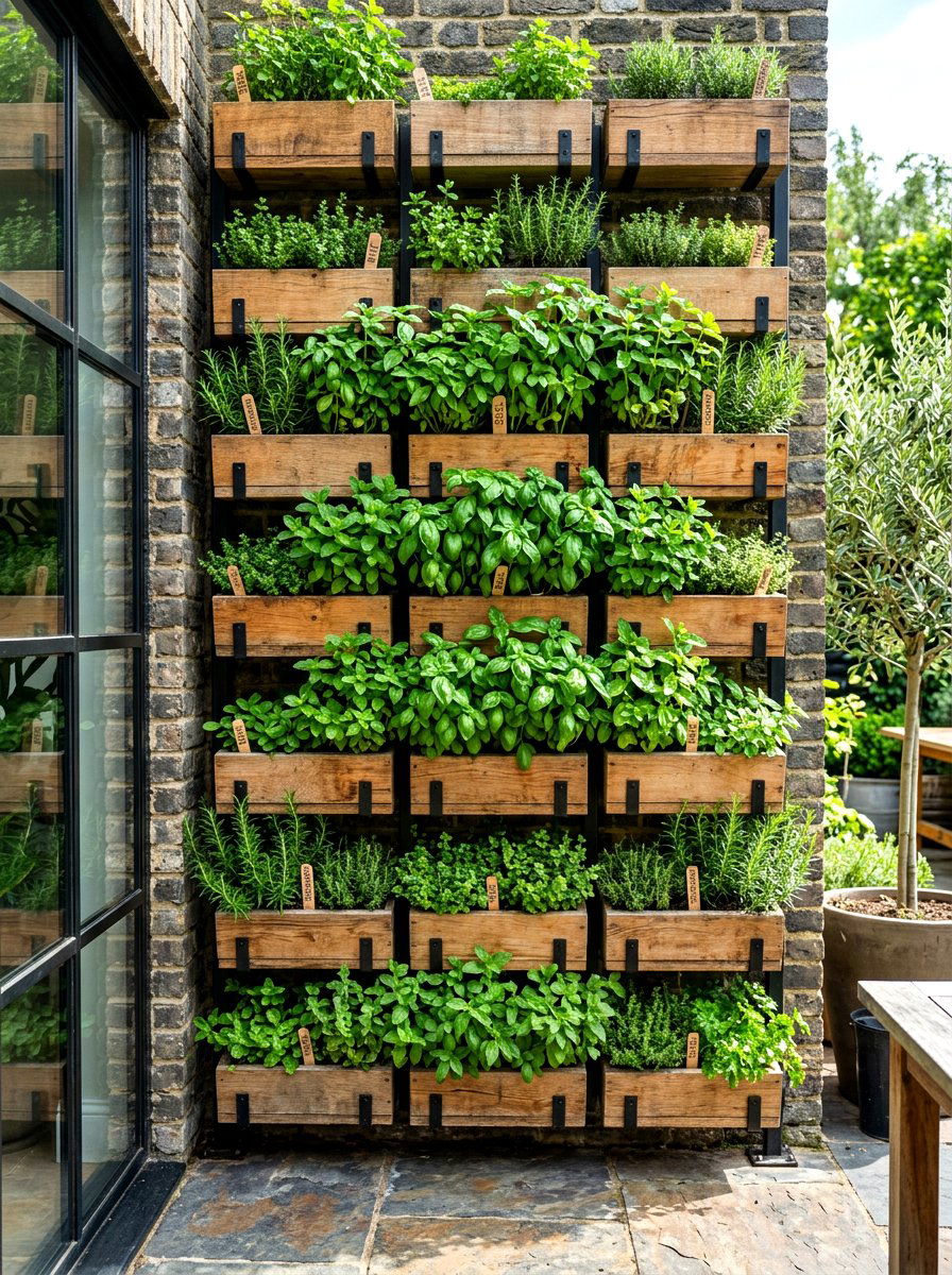 Vertical Herb Garden - 30 greenhouse corner ideas