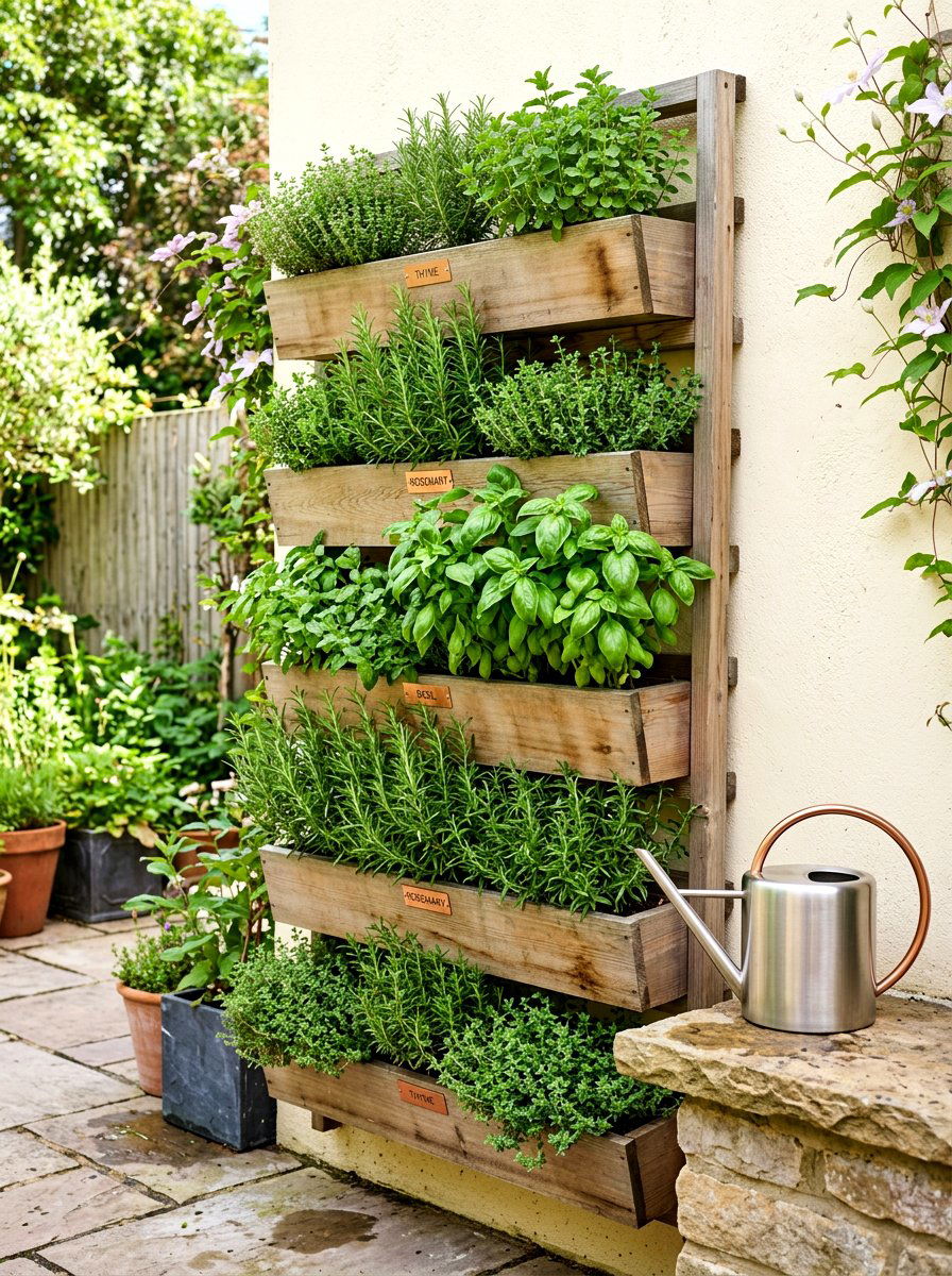 Vertical Herb Garden - 30 kitchen courtyard garden ideas