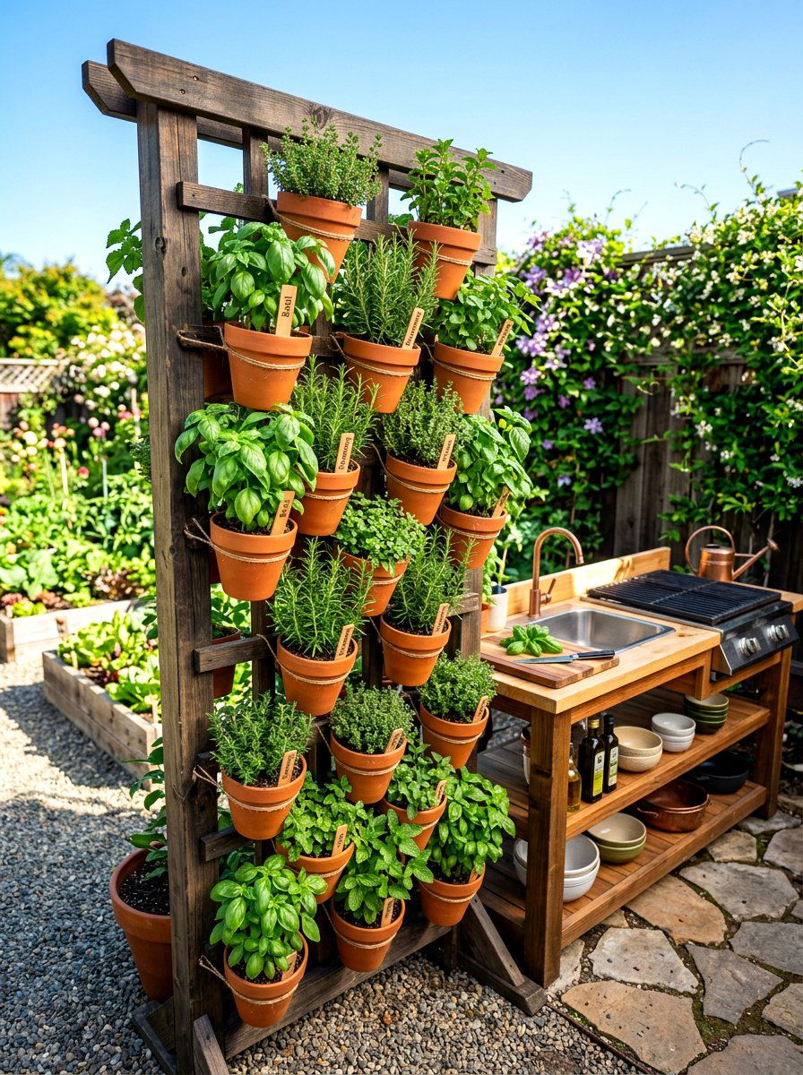 Vertical Herb Garden Trellis - 30 trellis privacy ideas