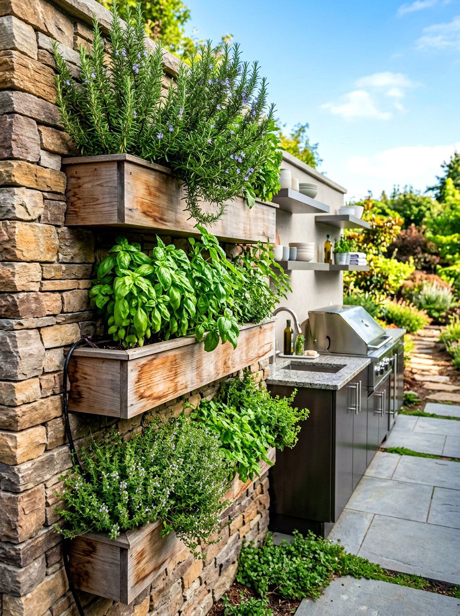 Vertical Herb Garden Wall - 30 retaining wall garden ideas