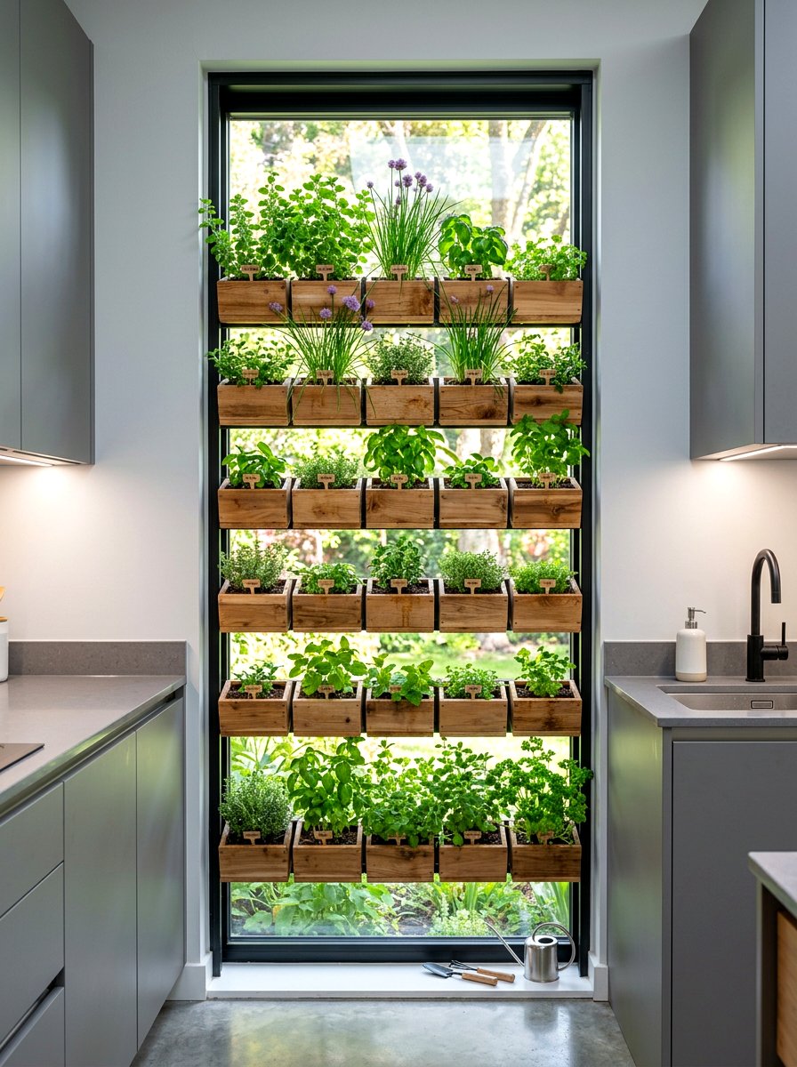 Vertical Herb Garden Window - 30 greenhouse window kitchen ideas