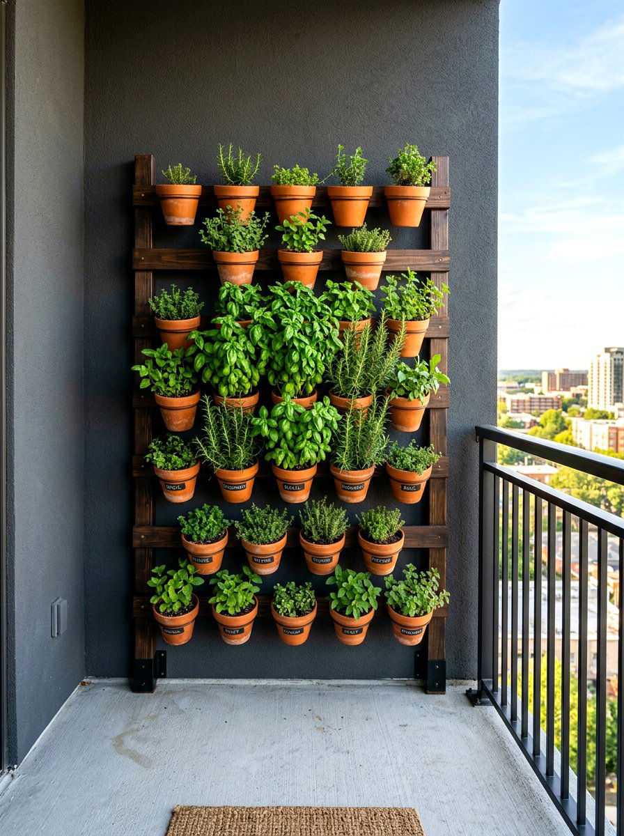 Vertical Herb Garden - 30 apartment patio ideas