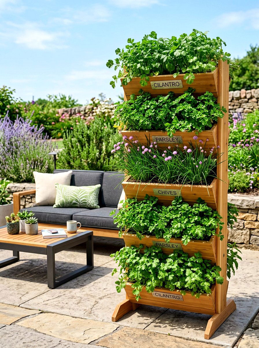 Vertical Herb Tower - 30 salsa garden ideas
