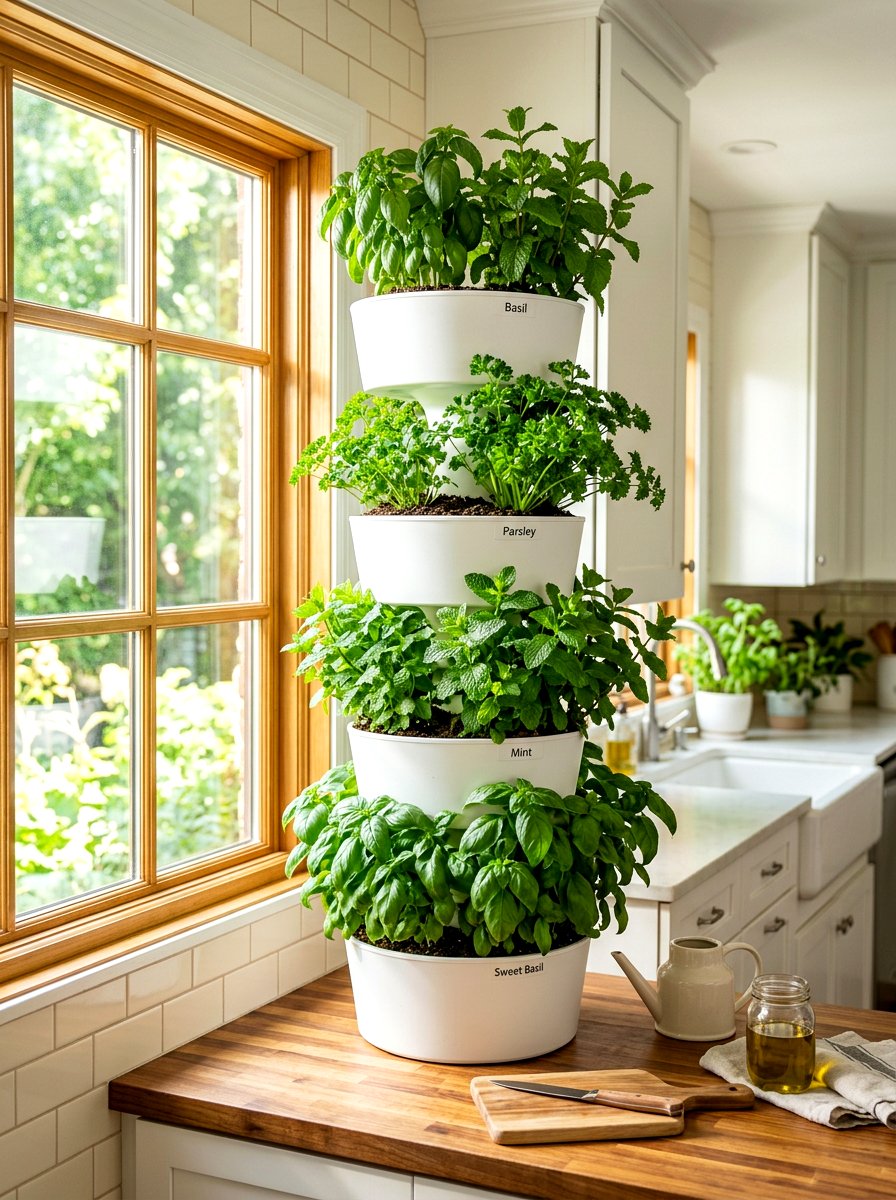 Vertical Herb Tower - 30 vertical garden ideas