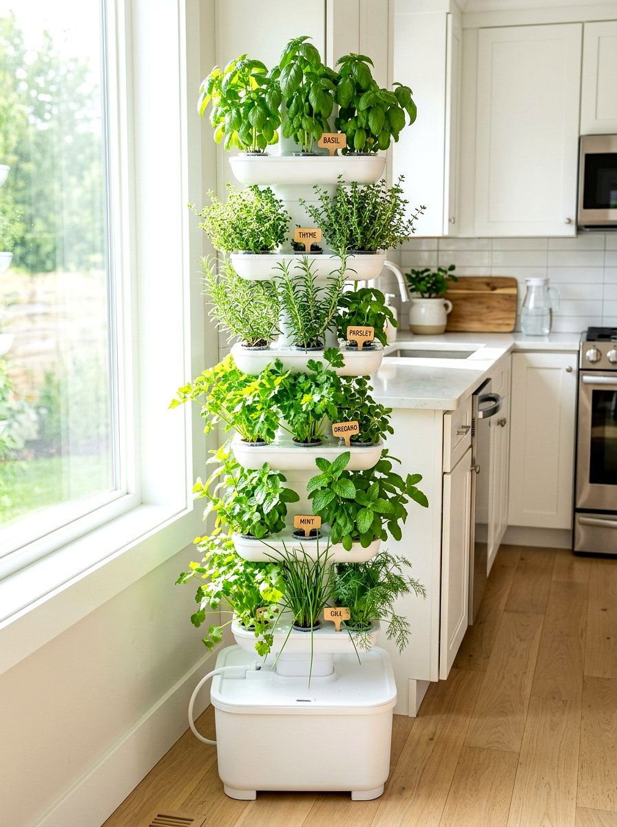 Vertical Herb Tower - 30 windowsill garden ideas
