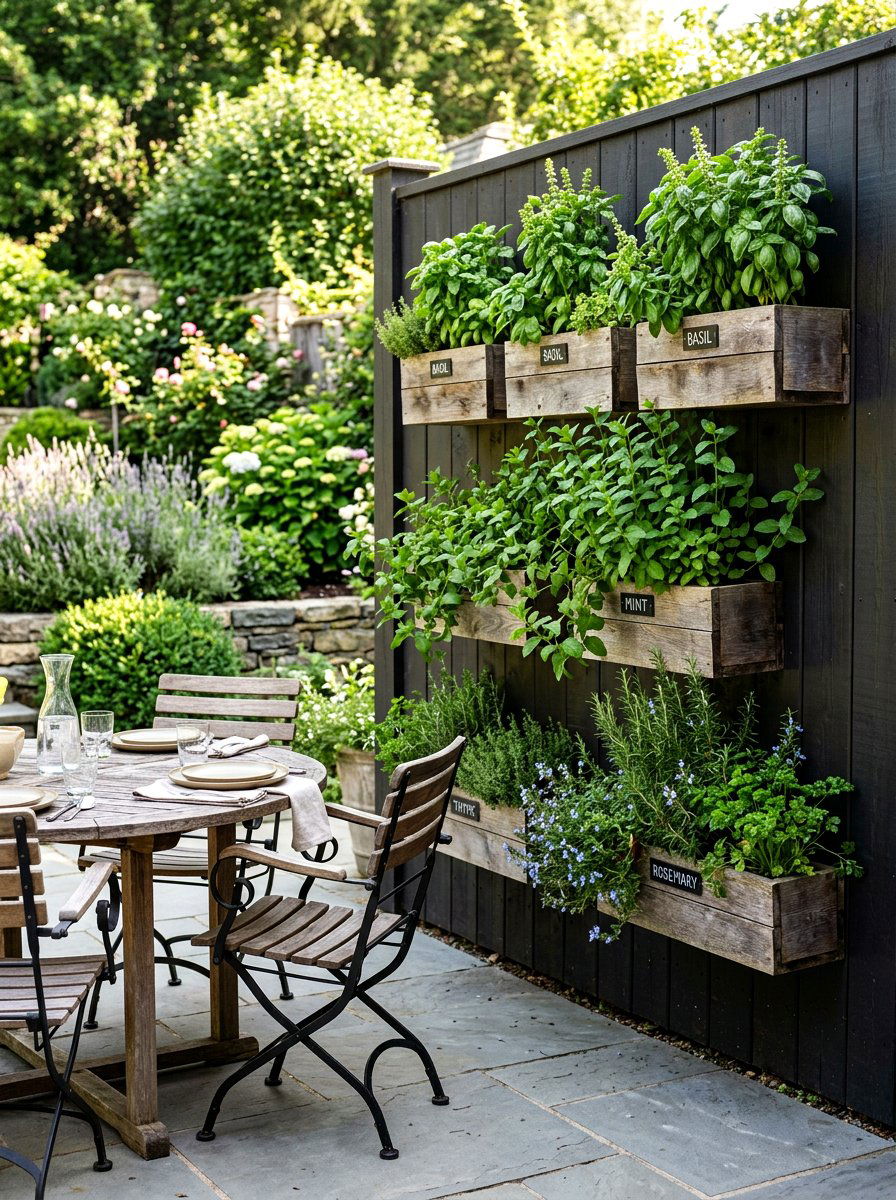 Vertical Herb Wall - 30 backyard zoning layout ideas