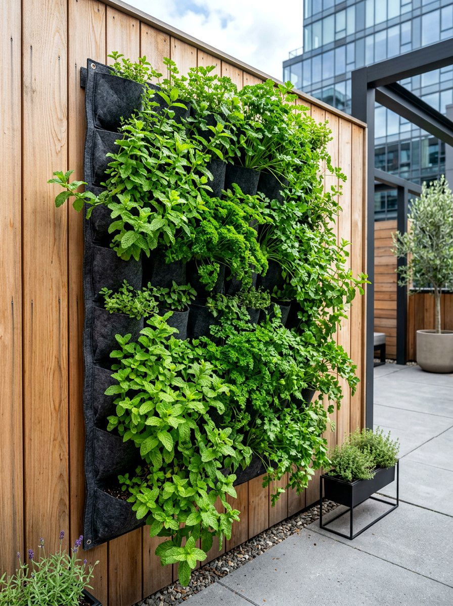 Vertical Herb Wall - 30 herb rich backyard ideas