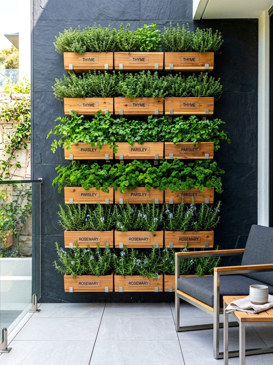 Vertical Herb Wall - 30 medicinal herb garden ideas