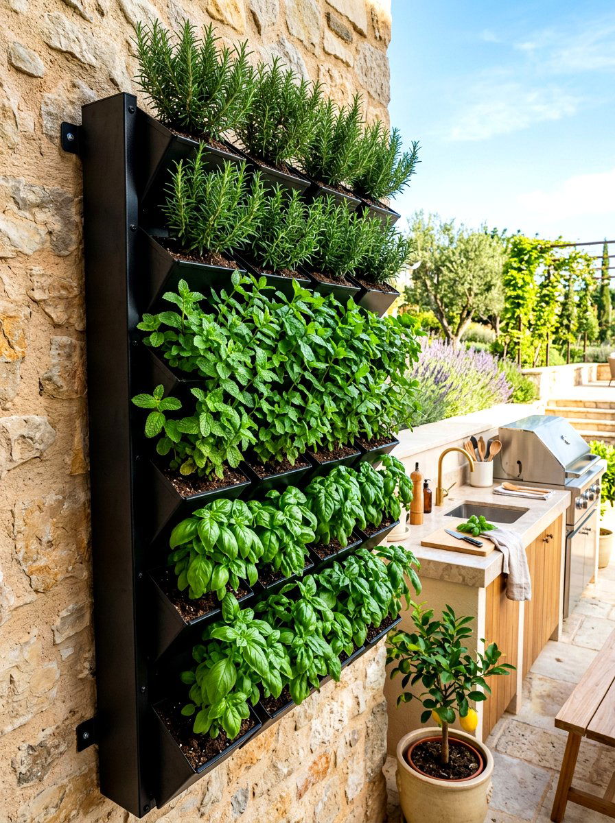 Vertical Herb Wall - 30 modern cottage garden ideas