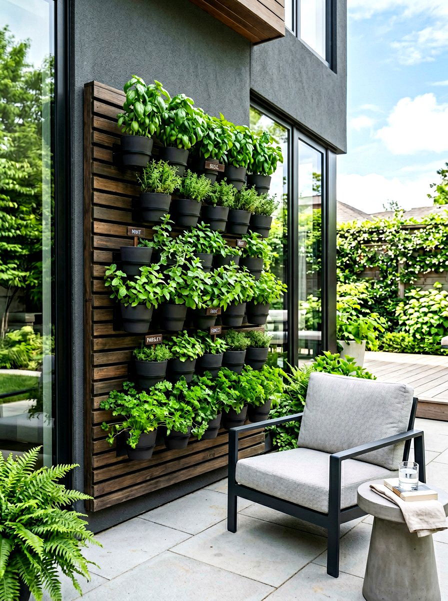 Vertical Herb Wall - 30 patio herb garden ideas