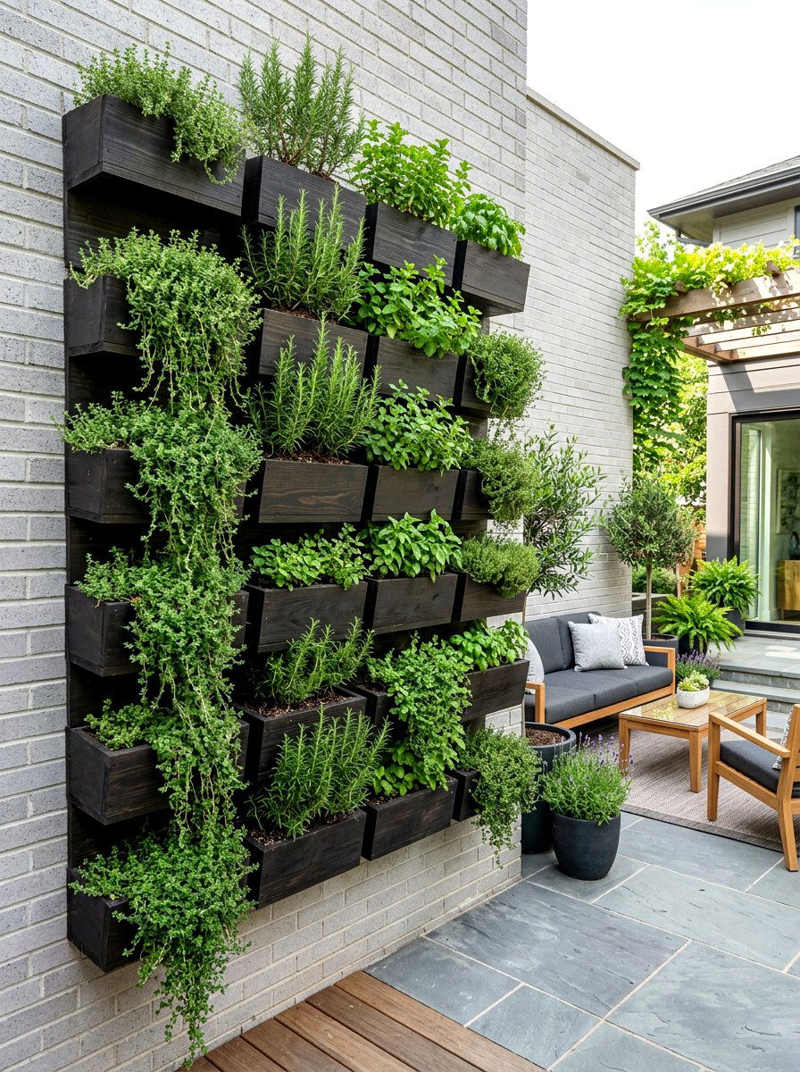 Vertical Herb Wall - 30 simple herb garden ideas