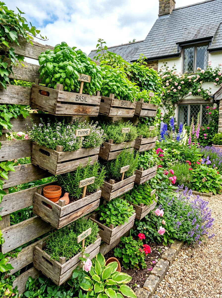 Vertical Herb Wall Garden - 30 cottage garden ideas