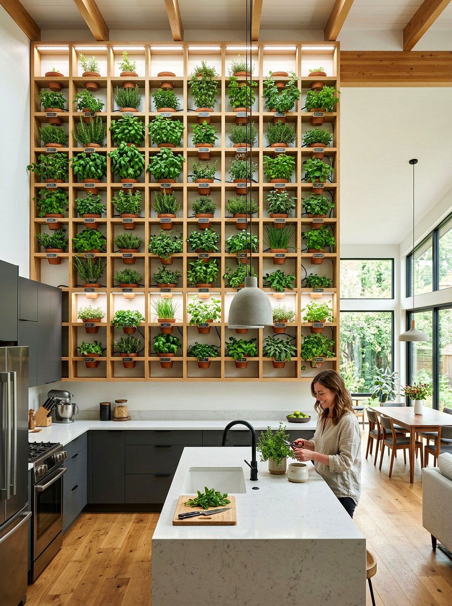 Vertical Herb Wall Shelf - 30 indoor herb shelf ideas
