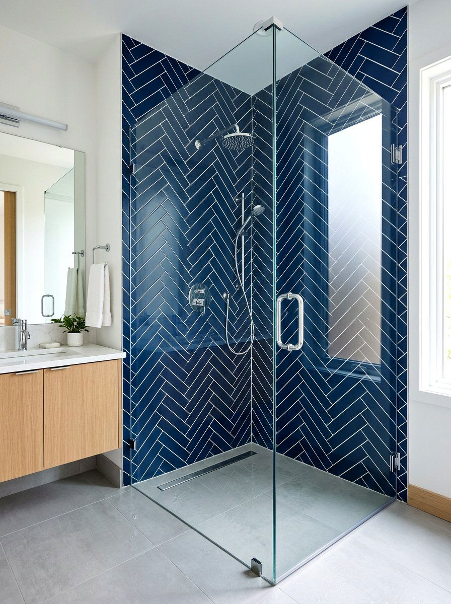 Vertical Herringbone Tile Layout - 30 shower tile pattern ideas