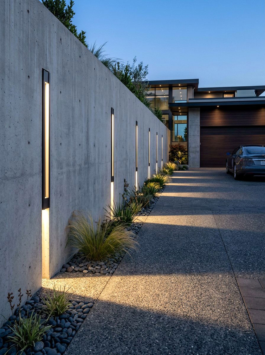 Vertical In Wall Path Light - 30 retaining wall lighting ideas