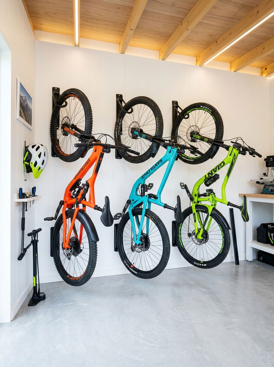 Vertical Indoor Bike Storage - 30 shed organization ideas