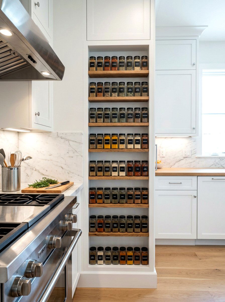 Vertical Kitchen Spice Shelf - 30 recessed shelf ideas