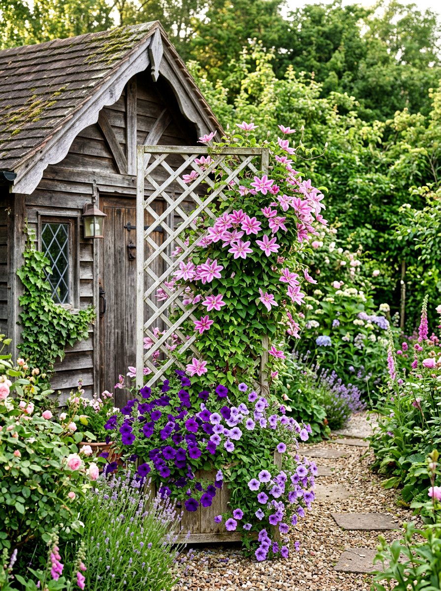 Vertical Lattice Flower Box - 30 shed flower box ideas