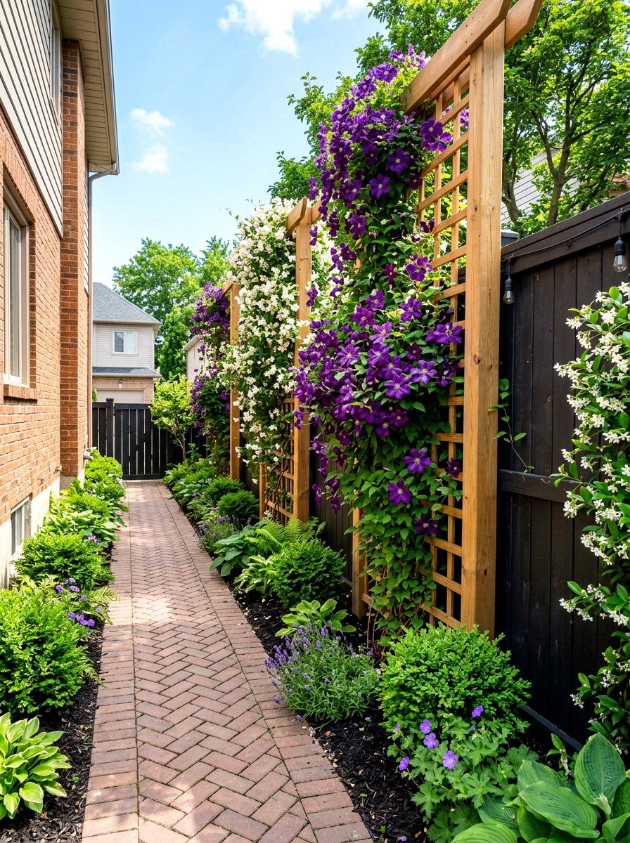 Vertical Lattice Garden - 30 side yard flower bed ideas
