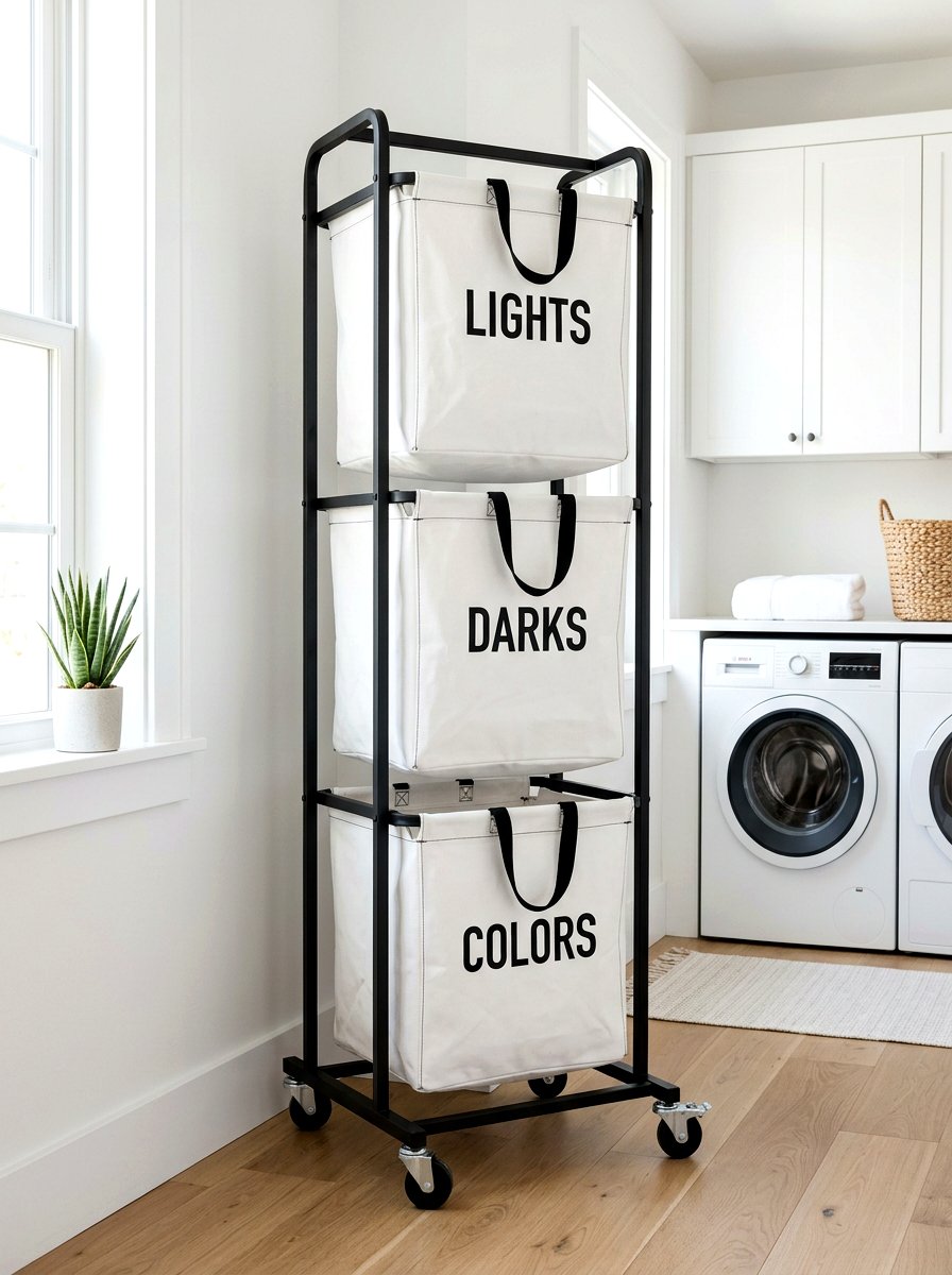 Vertical Laundry Sorter - 30 laundry room organization ideas