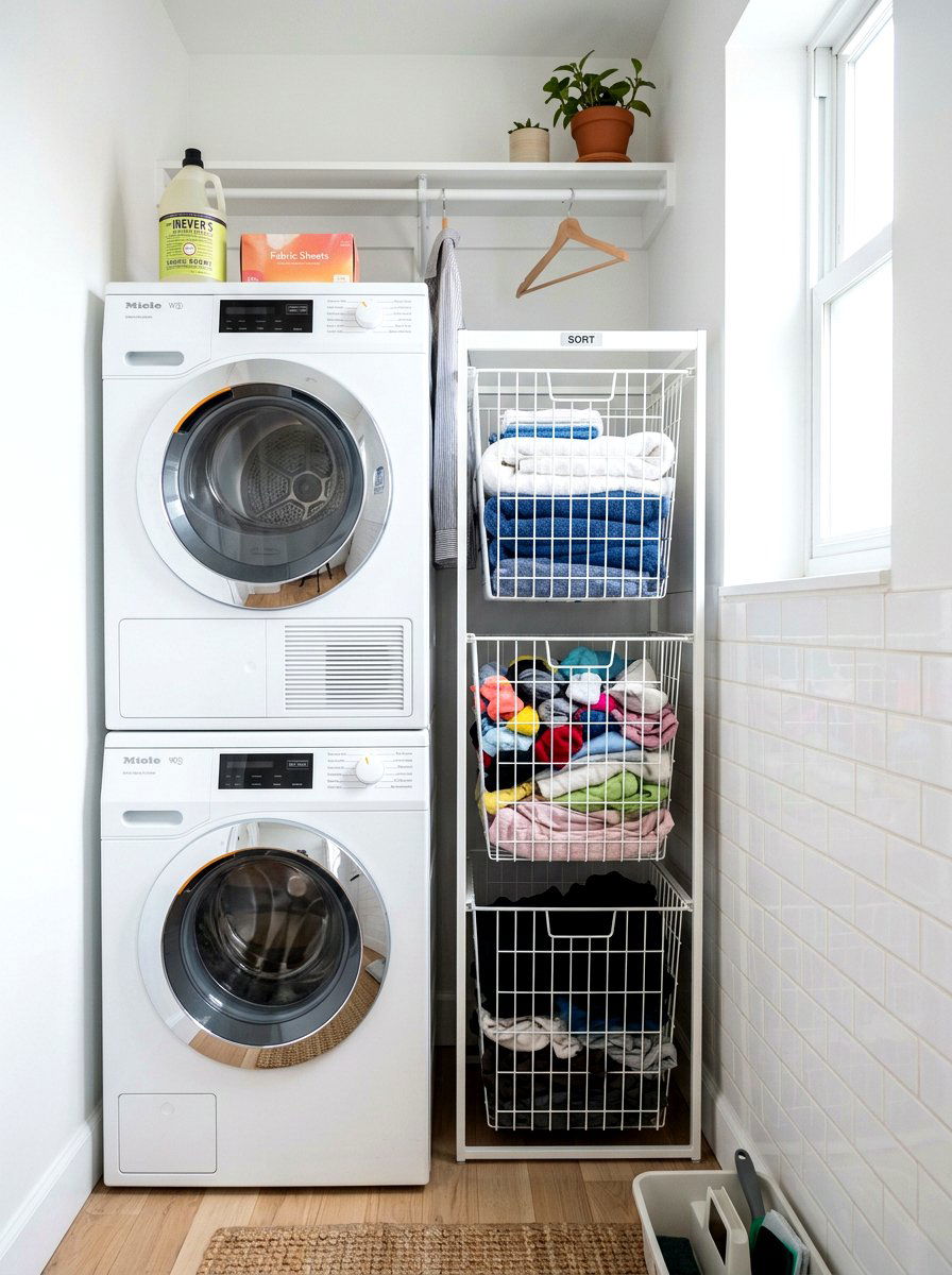 Vertical Laundry Tower - 30 laundry sorting station ideas