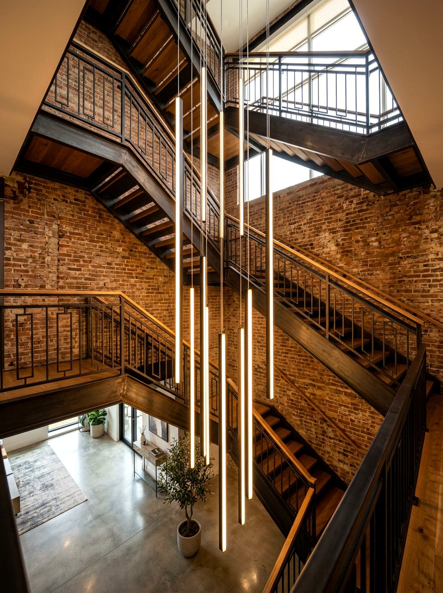 Vertical Linear Bar Lighting - 30 stairway chandelier ideas
