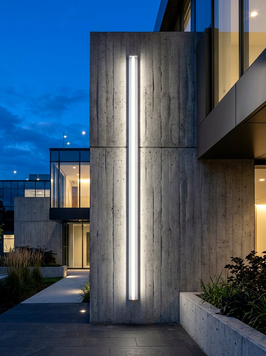 Vertical Linear Light - 30 outdoor entry lighting ideas