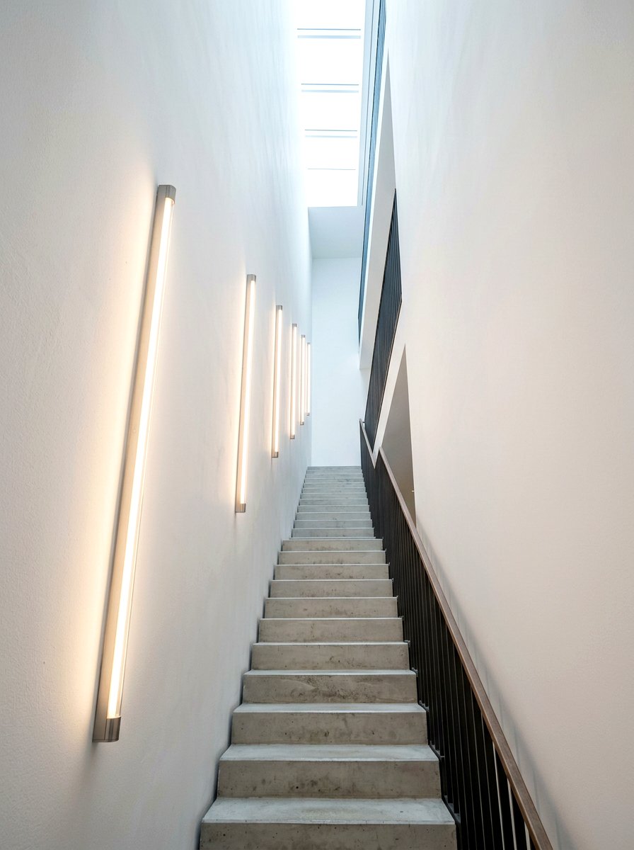 Vertical Linear Wall Sconce - 30 staircase lighting ideas