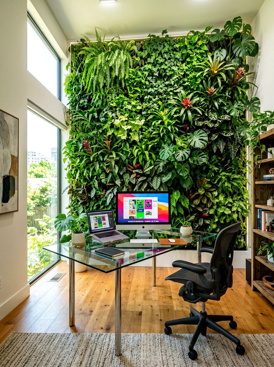 Vertical Live Green Wall System - 30 home office plant ideas