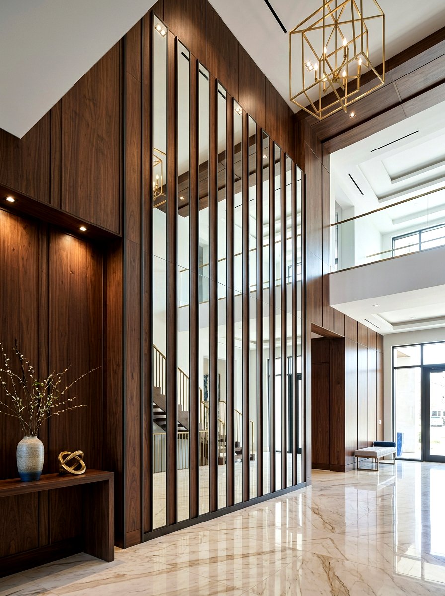 Vertical Mirror Foyer Stripe - 30 mirror wrapped foyer ideas