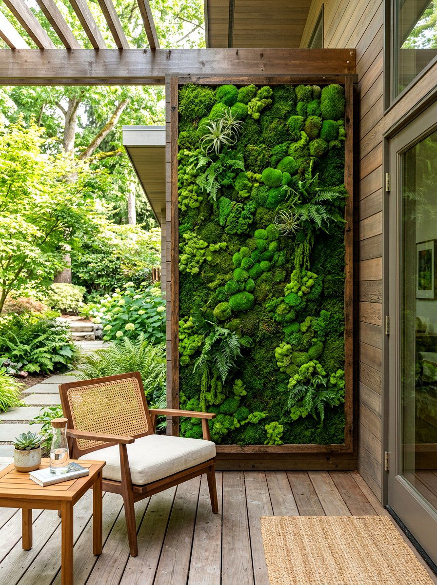 Vertical Moss Wall - 30 hedge wall patio ideas