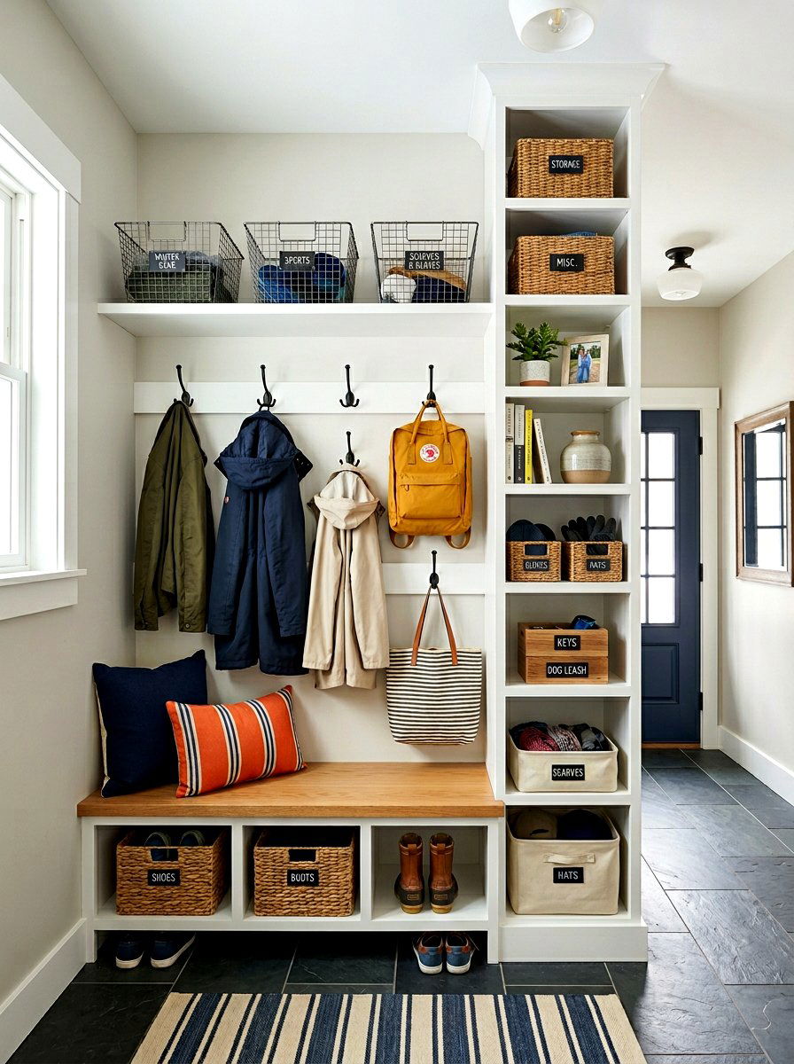 Vertical Mudroom Storage - 30 small mudroom ideas