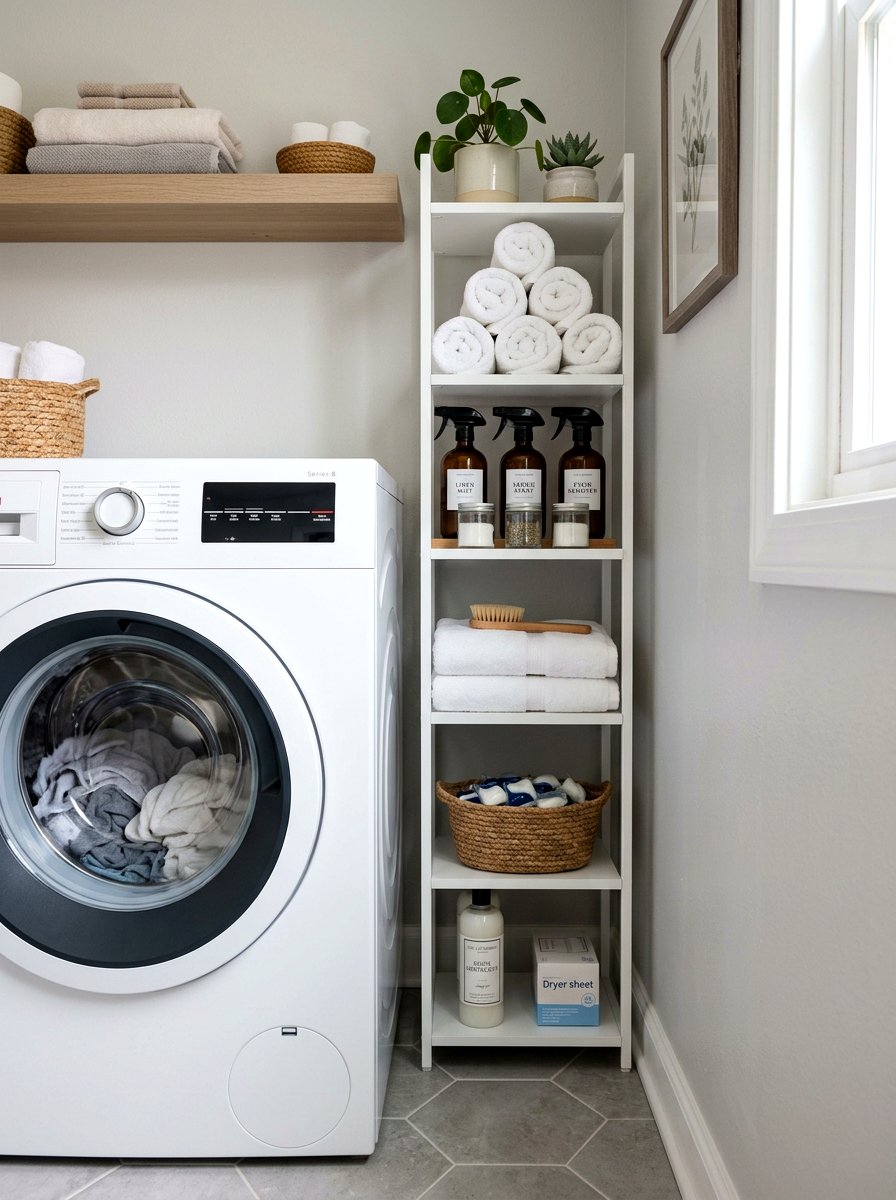 Vertical Narrow Shelving - 30 laundry room shelf ideas