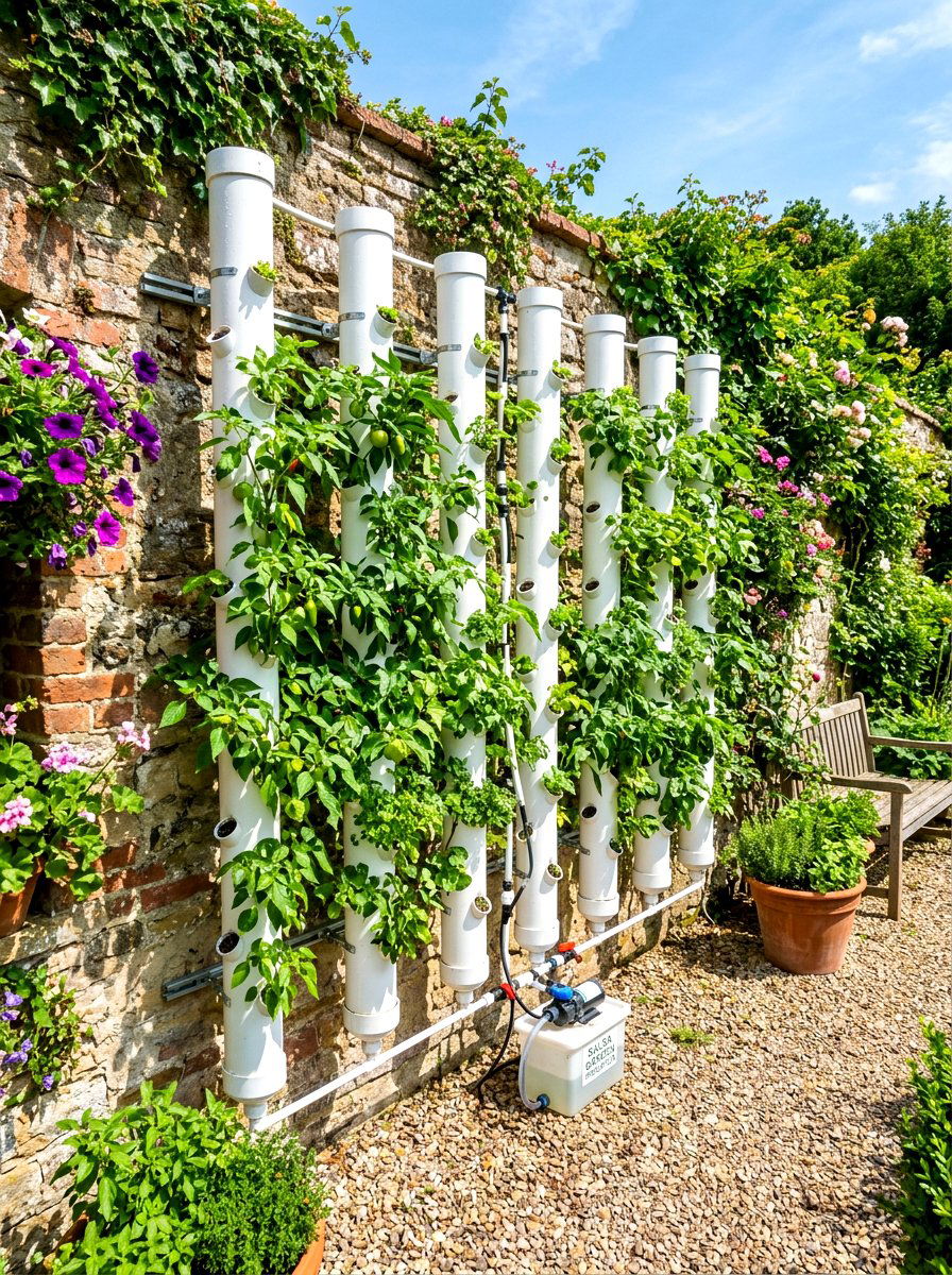 Vertical PVC Garden - 30 salsa garden ideas