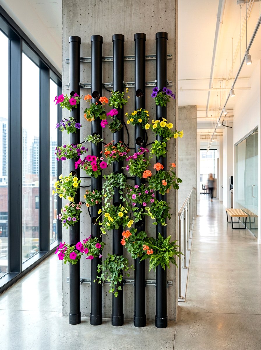 Vertical PVC Pipe Garden - 30 indoor vertical garden ideas