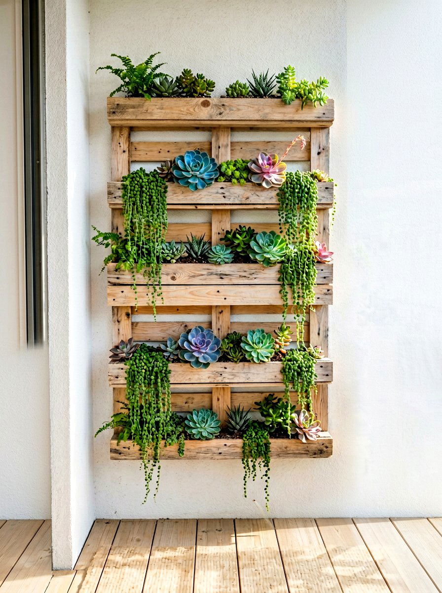 Vertical Pallet Garden - 30 succulent garden ideas