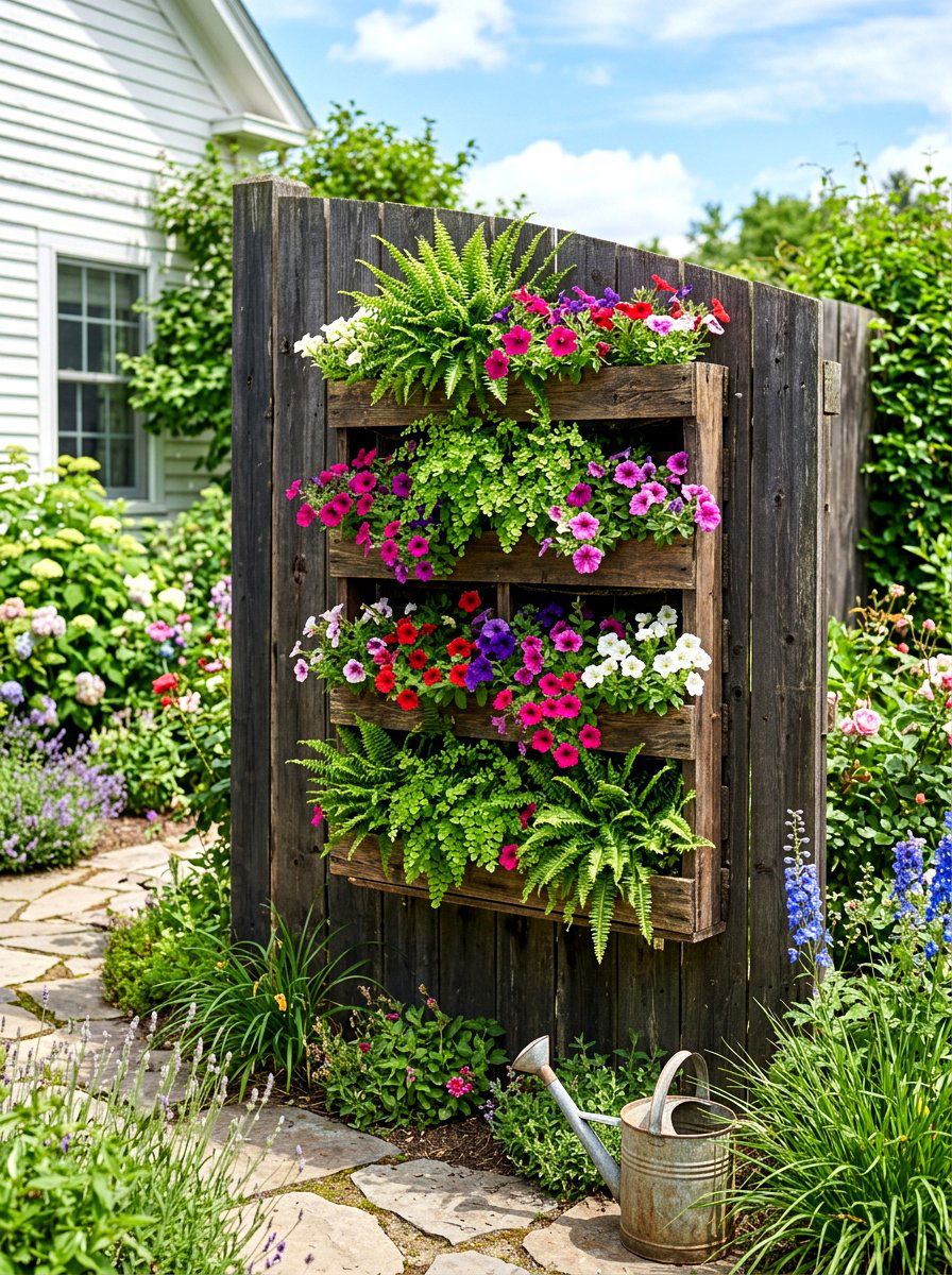 Vertical Pallet Planter - 30 fence planter ideas