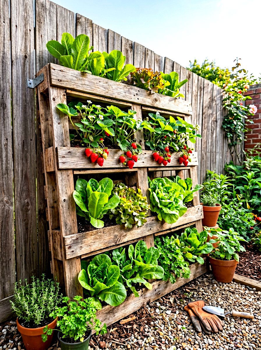 Vertical Pallet Planter - 30 small garden ideas