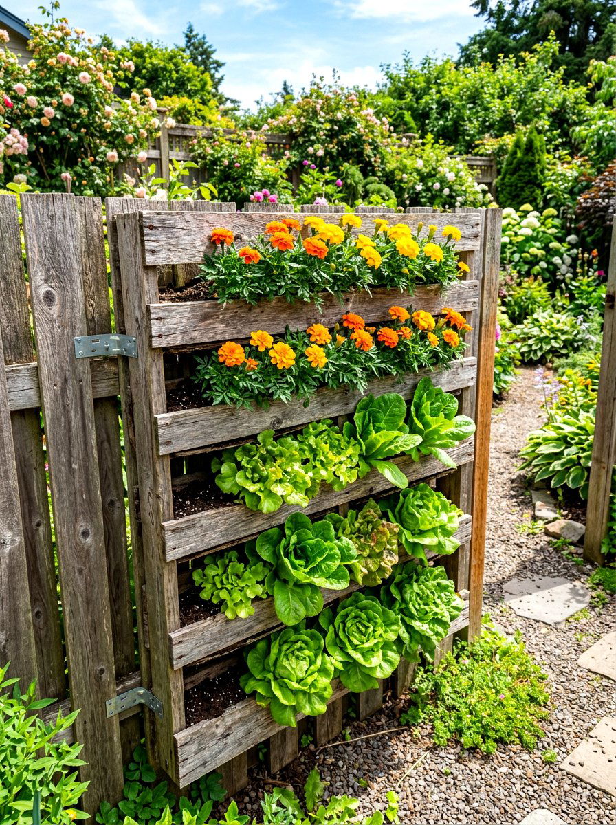 Vertical Pallet Planter - 30 vertical garden shelf ideas