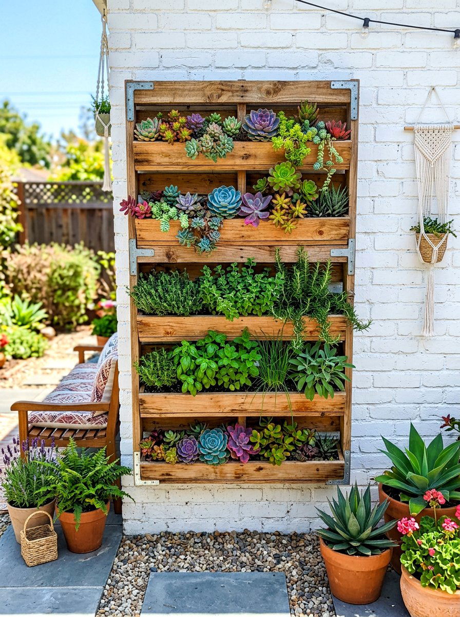 Vertical Pallet Planter - 30 budget container garden ideas