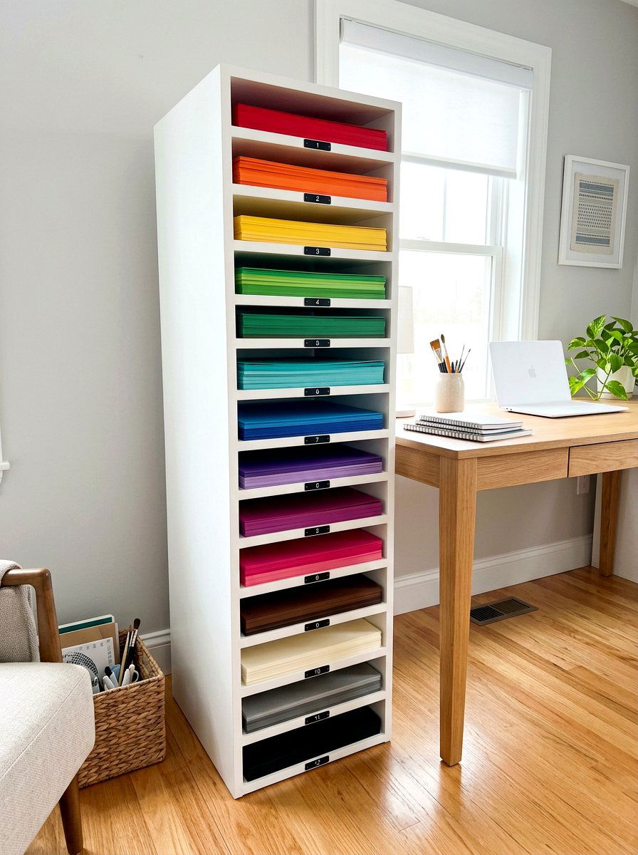 Vertical Paper Organizer - 30 scrapbook room ideas