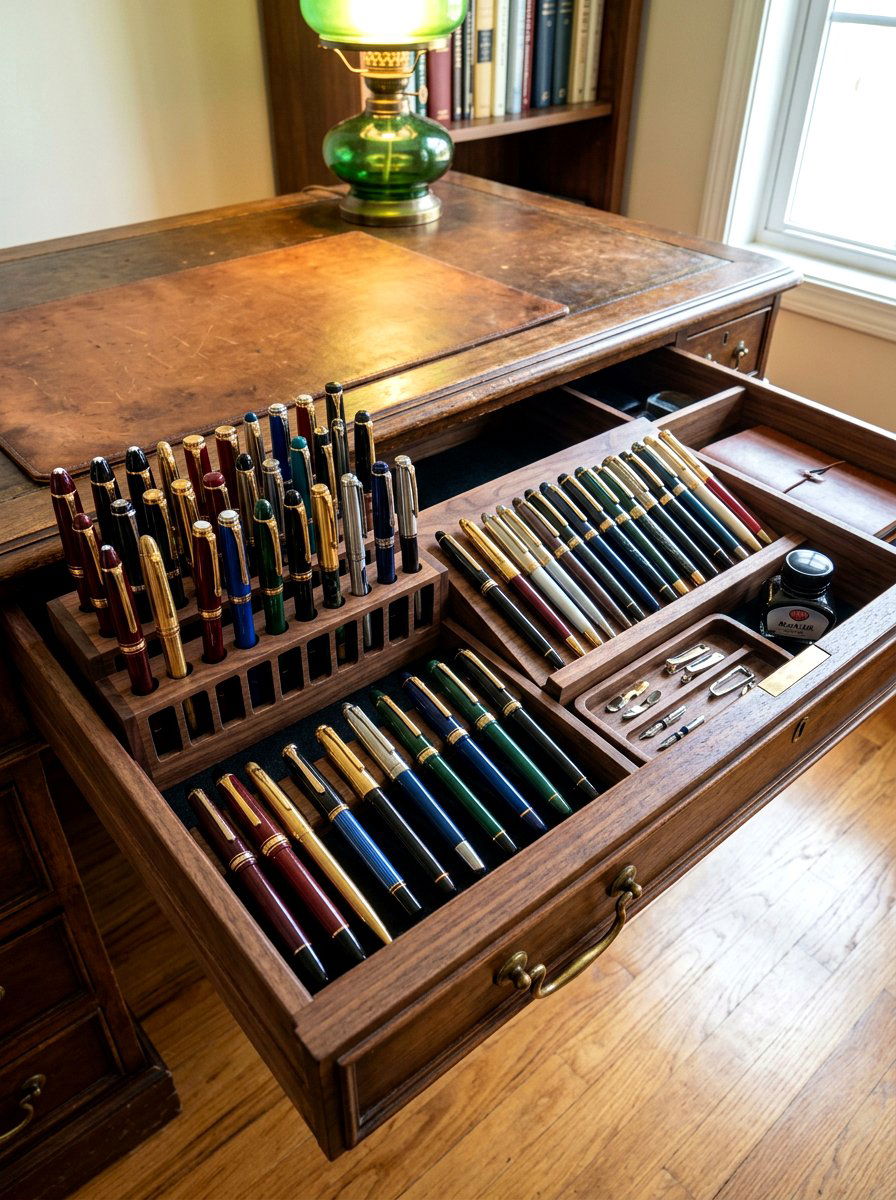 Vertical Pen Holders - 30 desk drawer organization ideas