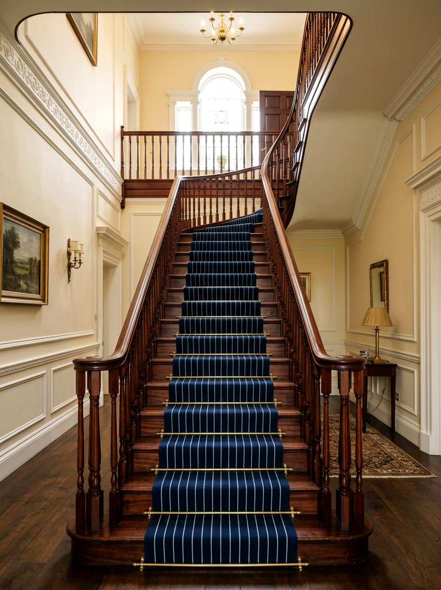 Vertical Pinstripe Stair Runner - 30 stair runner stripe ideas