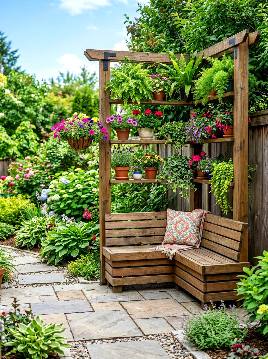 Vertical Plant Stand With Seating - 30 compact patio furniture ideas