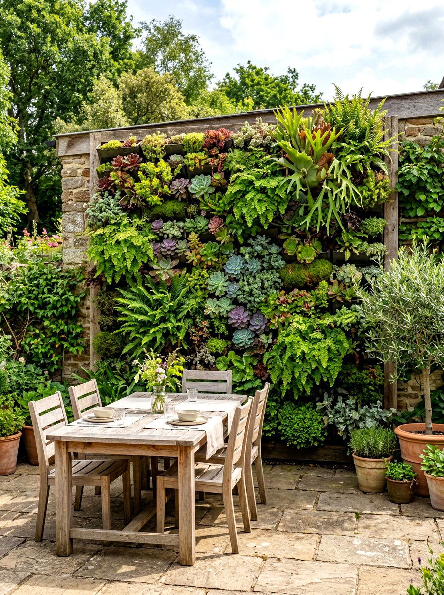 Vertical Plant Wall - 30 al fresco dining ideas