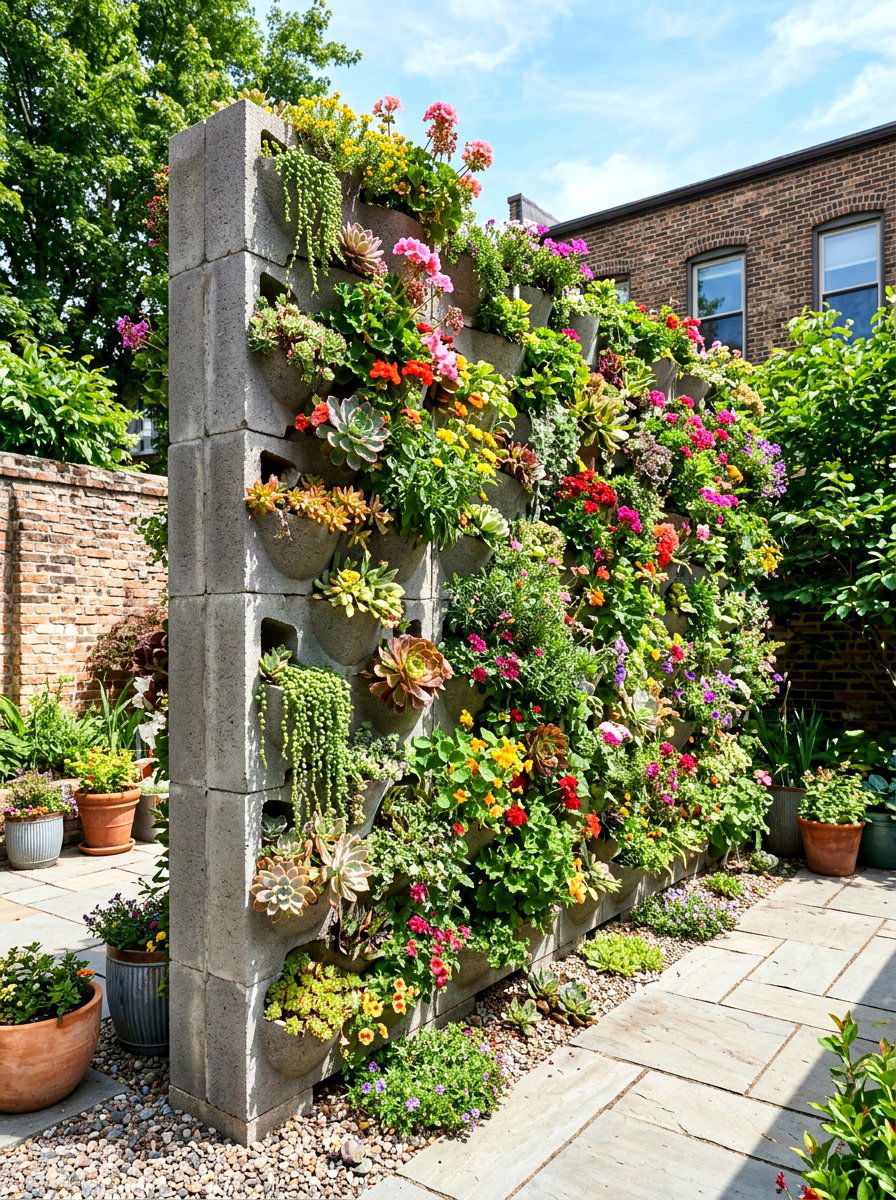 Vertical Planter Wall - 30 garden retaining wall ideas