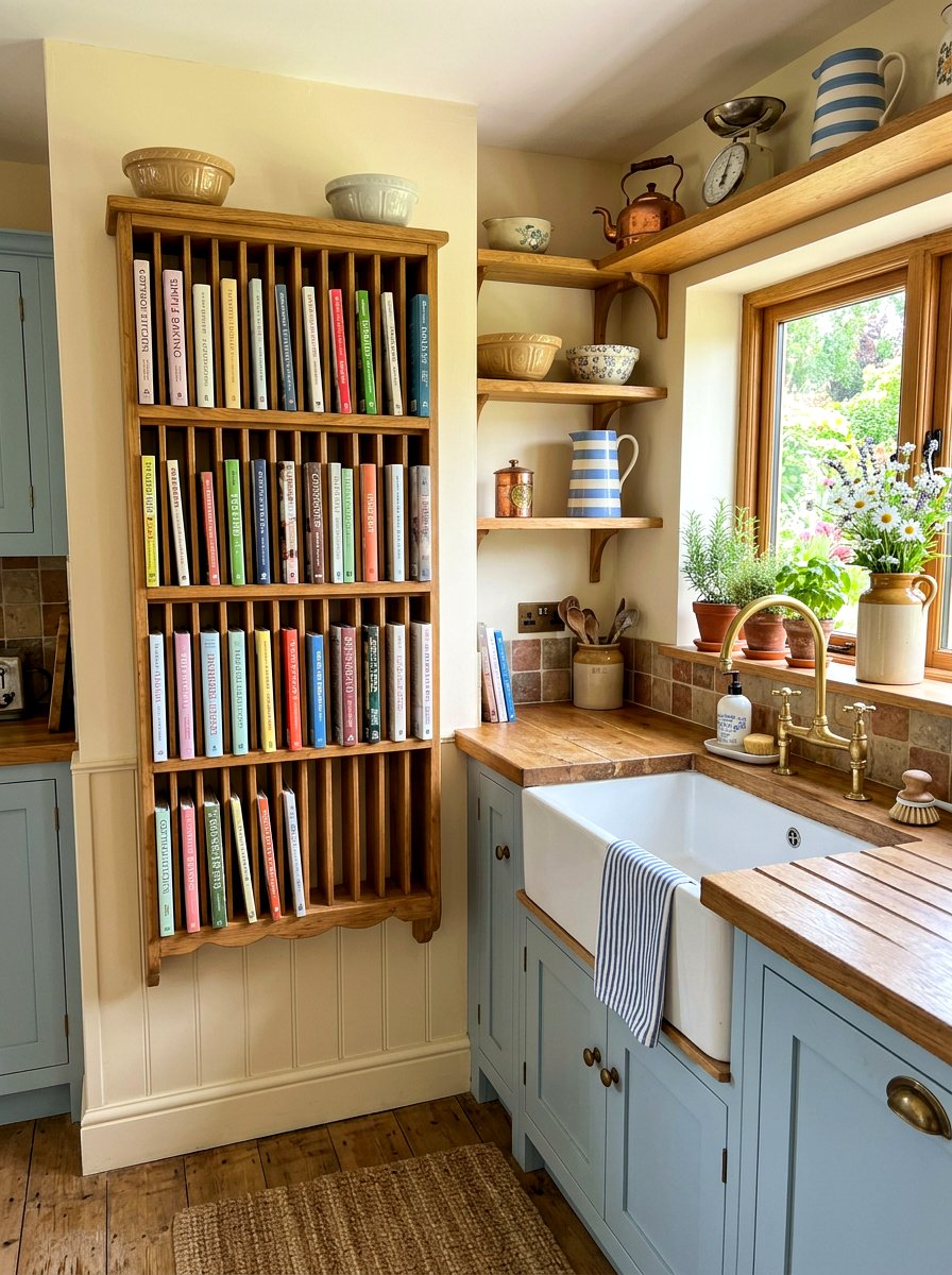 Vertical Plate Rack - 30 physical cookbook kitchen ideas