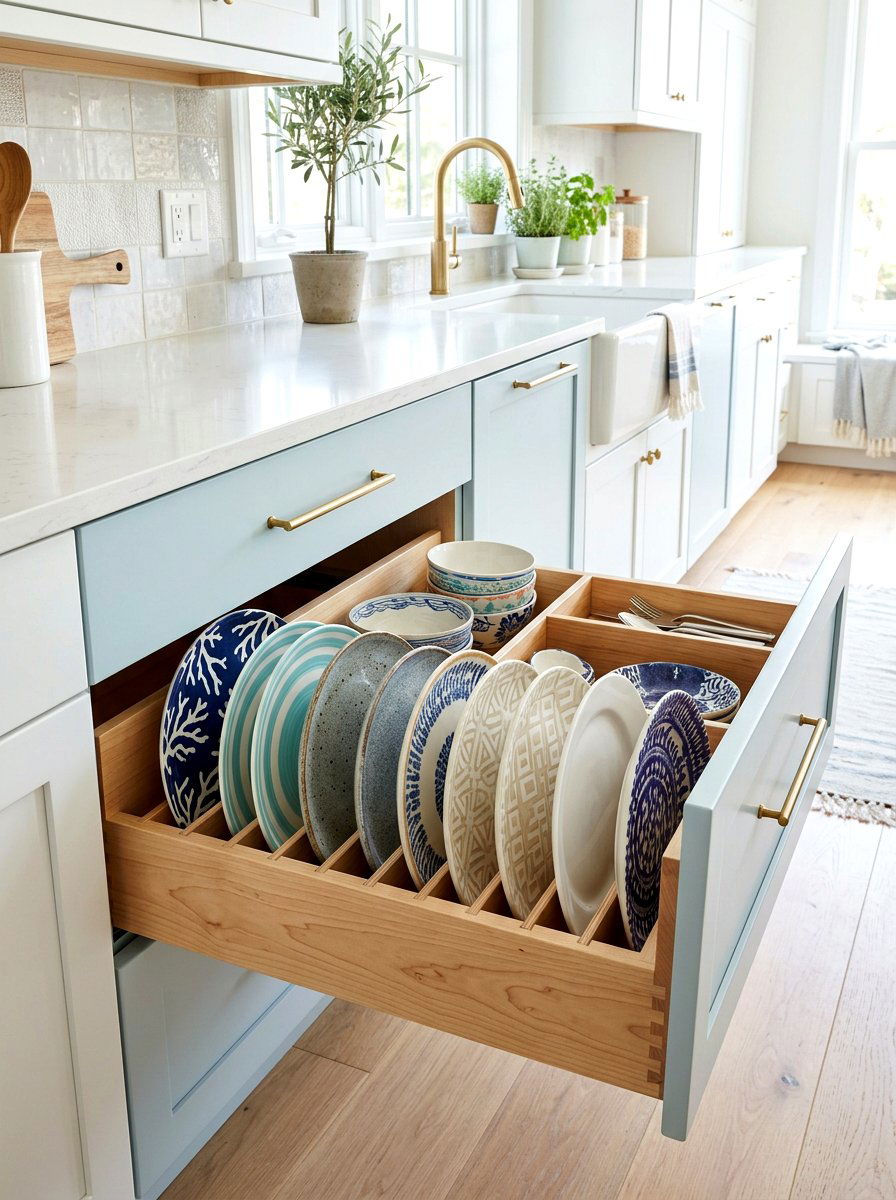 Vertical Plate Storage Insert - 30 kitchen drawer divider ideas