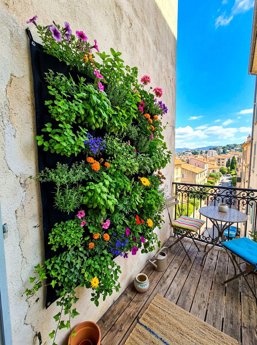 Vertical Pocket Planter - 30 condo balcony garden ideas