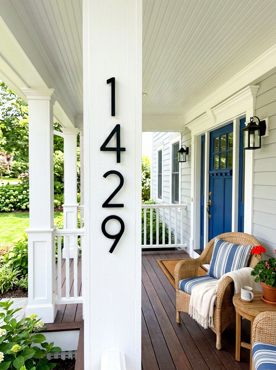 Vertical Porch Column Numbers - 30 house numbers curb appeal ideas